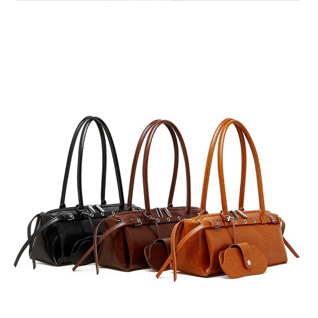 Women's Genuine Leather Vintage Biker Belt Shoulder Bag