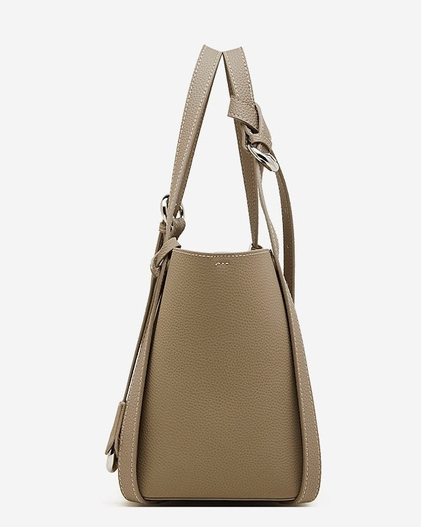 Women's Textured Cowhide Bucket Bag with Removable Pouch