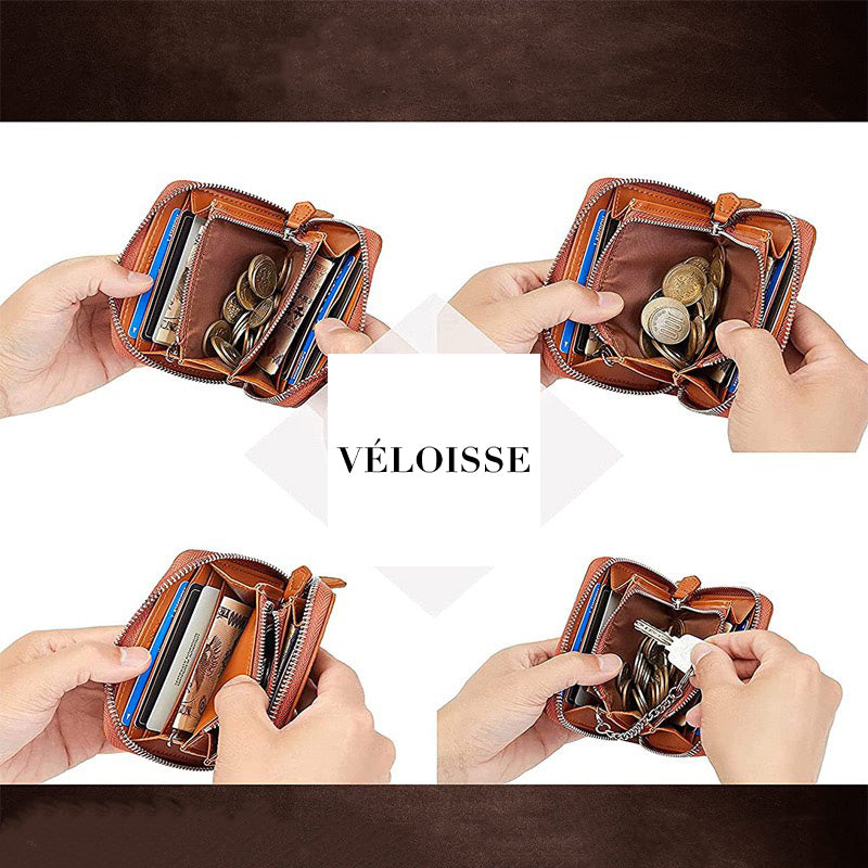 Women's Genuine Leather Multi-Card Wallet with Coin Pocket
