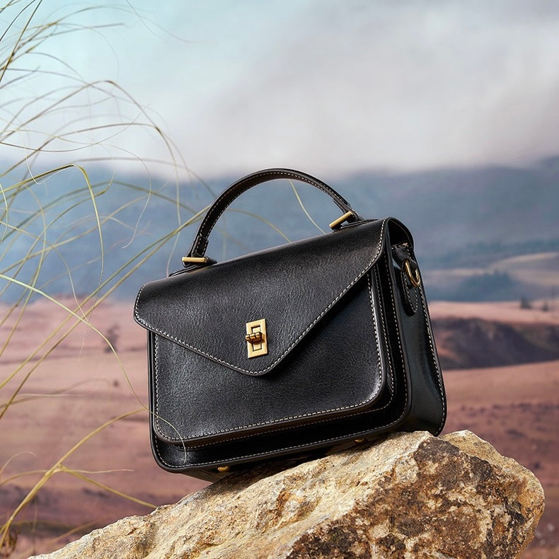 Women's Genuine Leather Postman Crossbody Shoulder Tote Bag with Adjustable Strap
