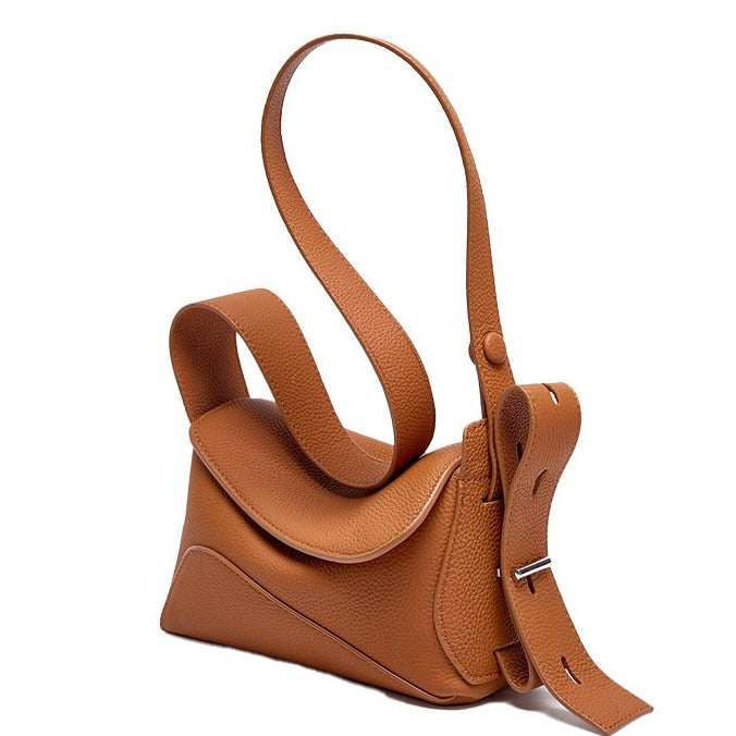 Women's Genuine Leather Asymmetric Boston Crossbody Bag