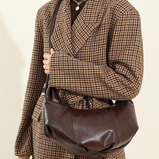 Women's Genuine Leather Half Moon Dumpling Shoulder Bag
