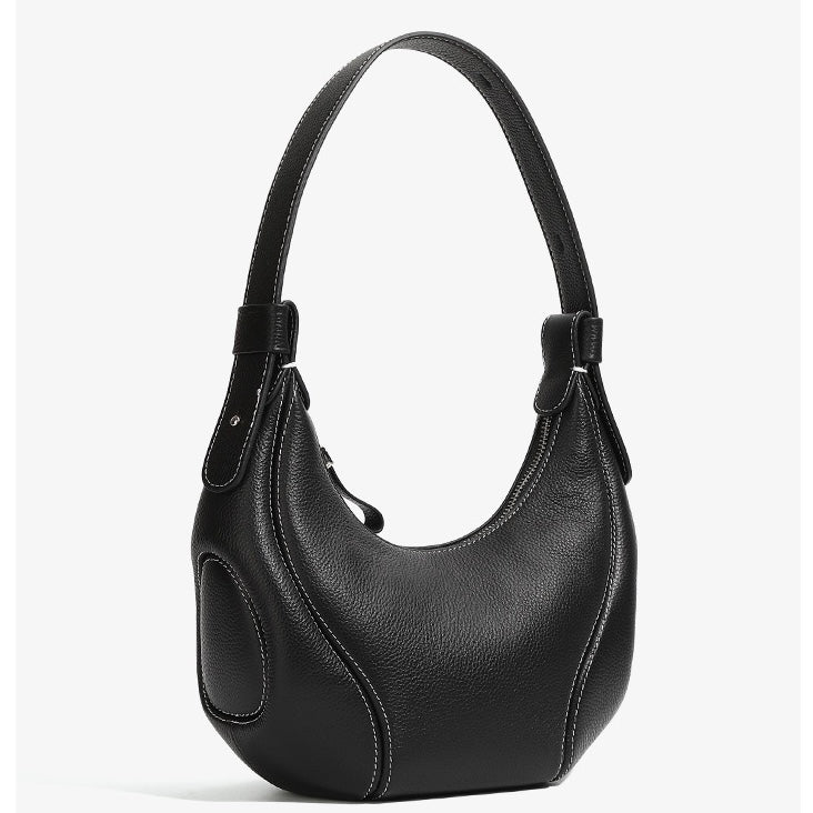 Women's Genuine Leather Crescent Shoulder Crossbody Bag
