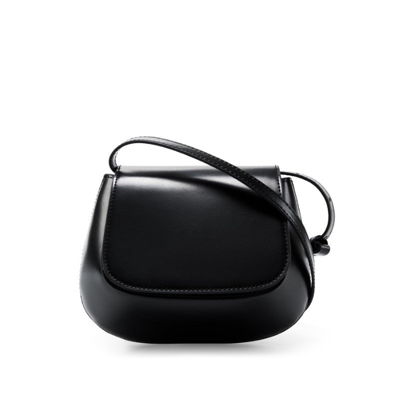 Women's Genuine Leather Saddle Crossbody Bag with Magnetic Closure