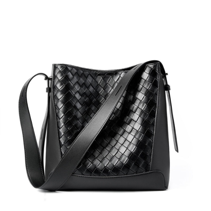 Women's Genuine Cowhide Handwoven Large Capacity Crossbody Shoulder Bag