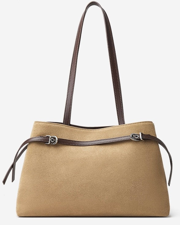 Women's Genuine Leather Suede Large Shoulder Tote Bag