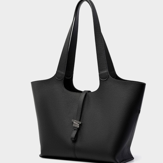 Women's Genuine Leather Large Capacity Tote Bag with Zipper Closure