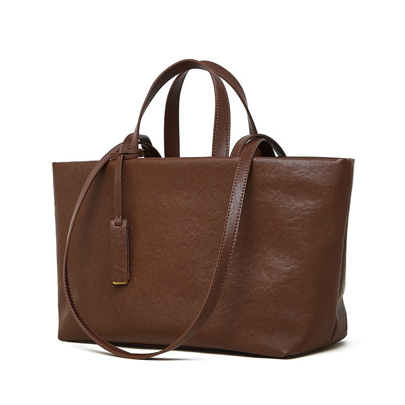 Women's Genuine Leather Vintage Soft Large Capacity Crossbody Tote Bag