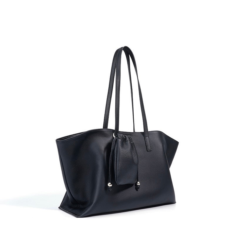 Women's Genuine Leather Large Tote Bag with Multiple Compartments
