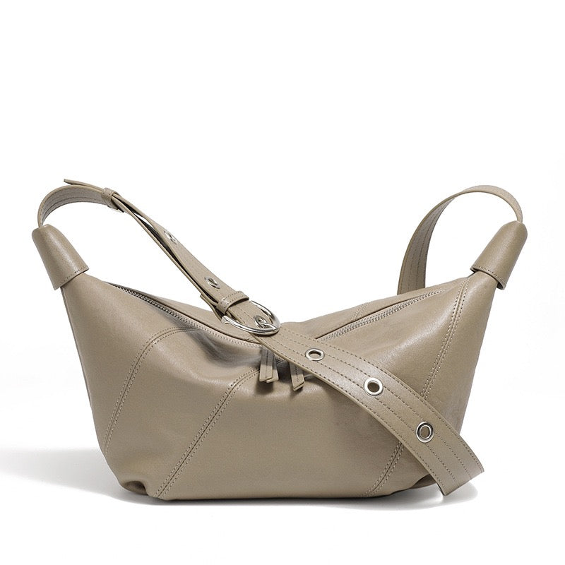 Women's Genuine Leather Croissant Crossbody Shoulder Bag