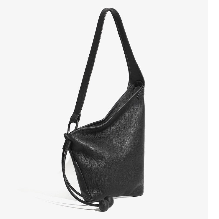 Women's Genuine Leather Asymmetric Horn Shoulder Crossbody Bag