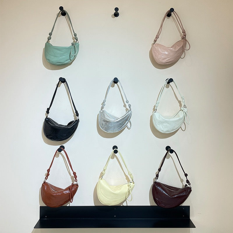 Women's Genuine Leather Dumpling Saddle Shoulder Crossbody Bag