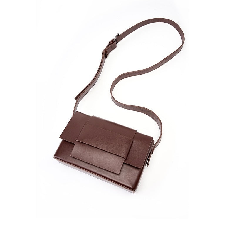 Women's Genuine Leather Woven Box Crossbody Shoulder Bag