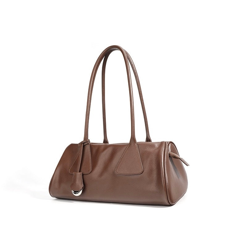 Women's Genuine Leather Triangle Barrel Shoulder Bag