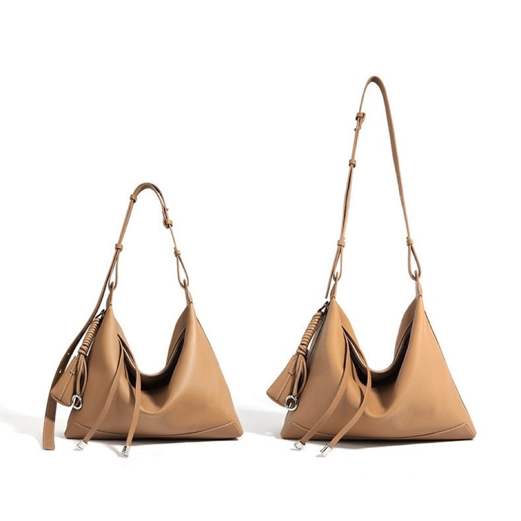 Women's Genuine Leather Minimalist Dumpling Tote Bag with Large Capacity