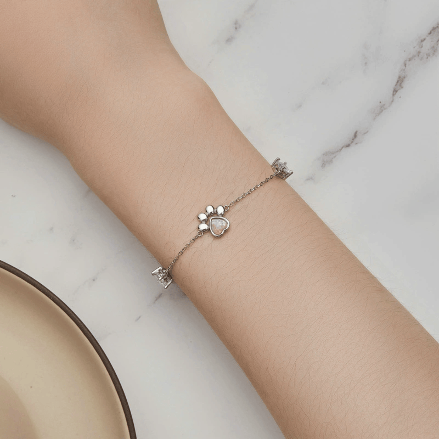925 Sterling Silver Opal Paw Cat Paw Bracelet White Gold Plated Opal Zircon Bracelet