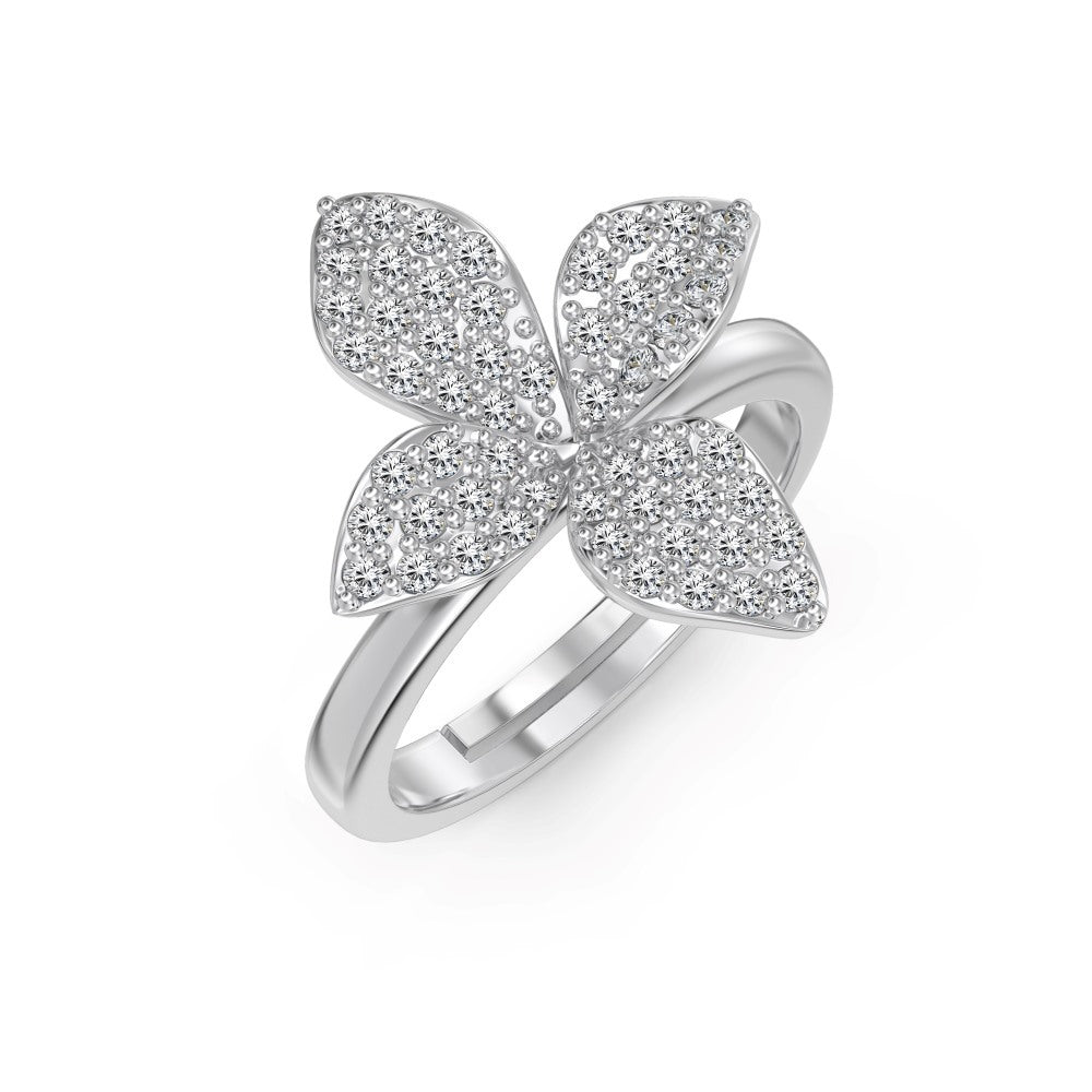 Aurelia Bloom S925 Sterling Silver Flower Zircon Necklace Earrings Ring Set