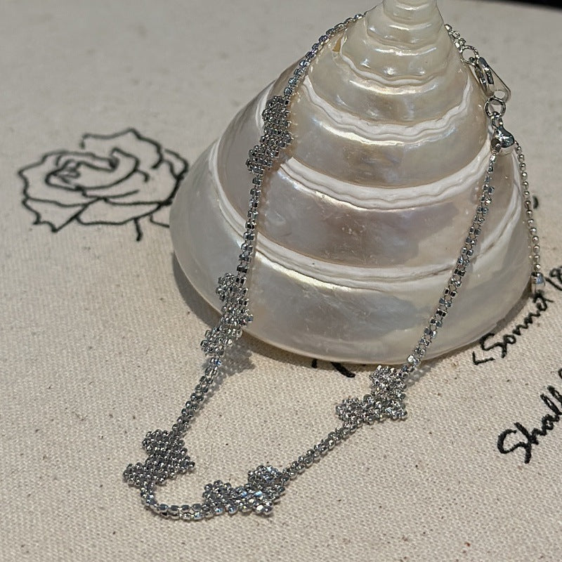 S925 Sterling Silver Heartlink Necklace Bracelet Set Retro Heart Chain Jewelry