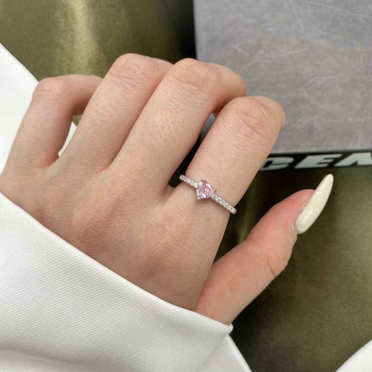 925 Sterling Silver Pink Heart Solitaire Ring – Petite Heart Gleam
