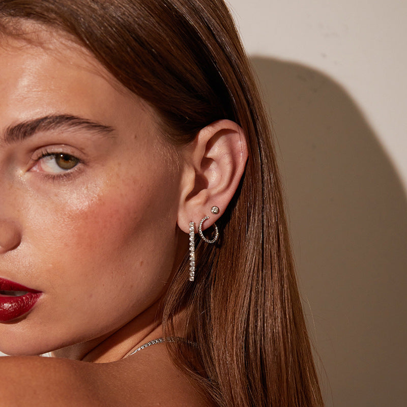 925 Sterling Silver Diamond Bar Drop Earrings – Linear Radiance
