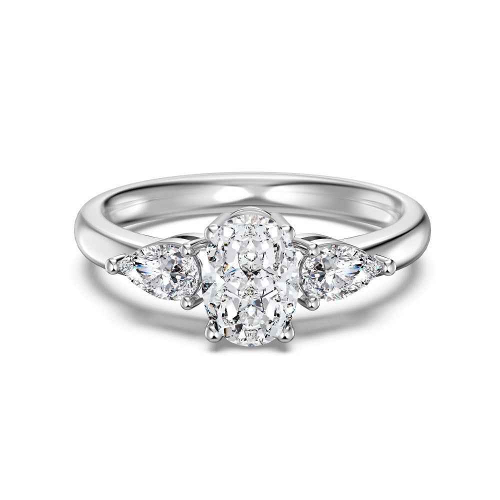 Éclat Trinity S925 Sterling Silver Oval Zircon Three Stone Ring