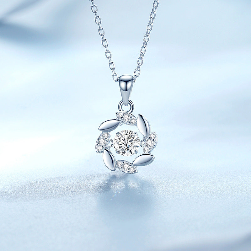 925 Sterling Silver Blue Zircon Moving Pendant Necklace – Lucky Sheaf