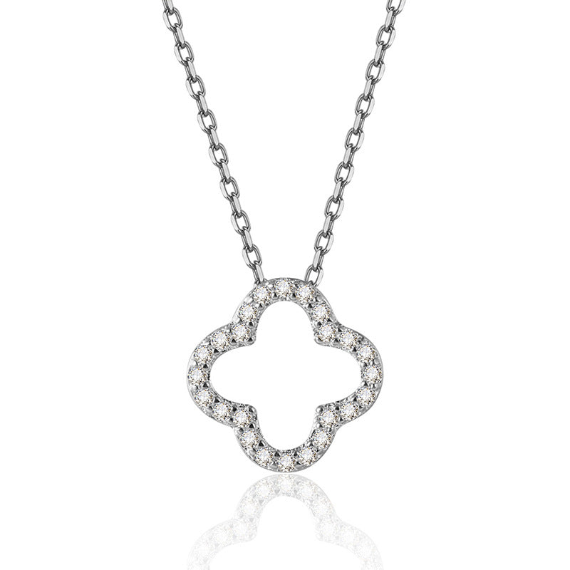 “Clover Eclat” S925 Sterling Silver Openwork Four-Leaf Clover Necklace