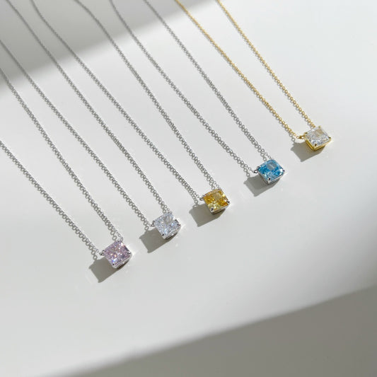 “Crystal Eclat” S925 Sterling Silver 8A Zircon Geometric Necklace