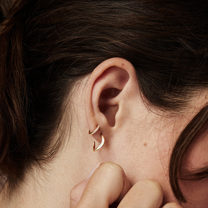 925 Sterling Silver Pavé Zircon Hoop Stud Earrings – Lumi Curve