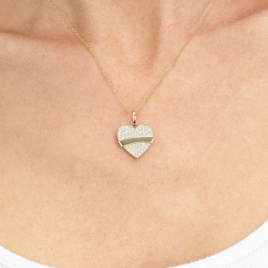 “Cupid Heart” S925 Sterling Silver Pave Heart Pendant Necklace