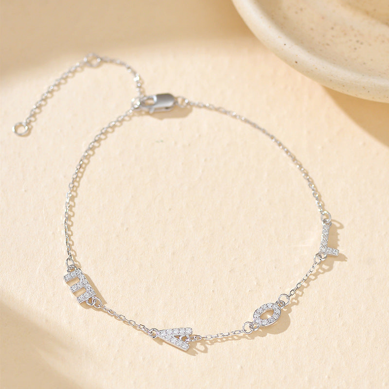 “Love Spark” S925 Sterling Silver LOVE Letter Zircon Bracelet