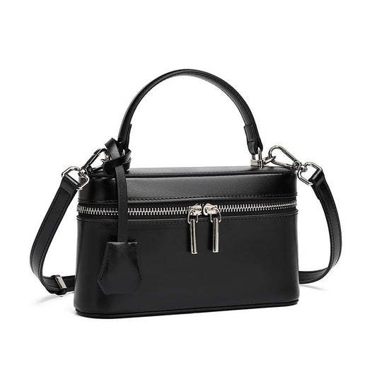 Women's Genuine Leather Square Box Bag with Adjustable Strap