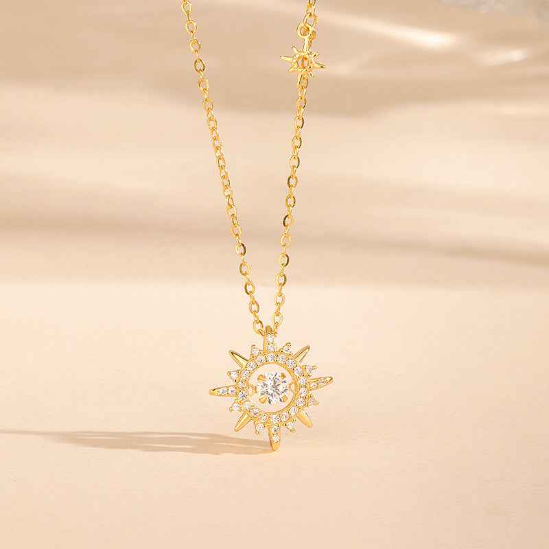 Solaris Bloom S925 Sterling Silver Dancing Sun Zircon Necklace