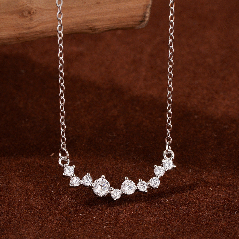 “Smile Eclat” S925 Sterling Silver Zircon Smile Pendant Necklace