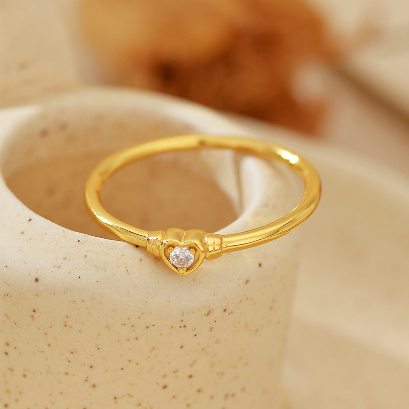 “Heart Spark” S925 Sterling Silver Micro-Pavé Heart Ring