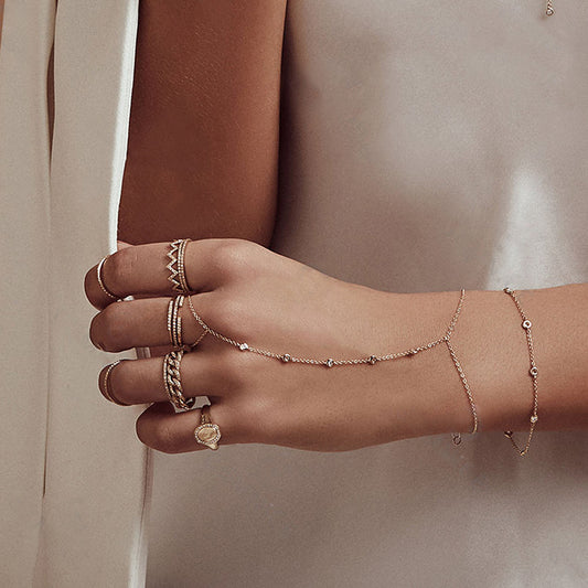 “Linked Muse” S925 Sterling Silver Hand-to-Finger Chain Bracelet
