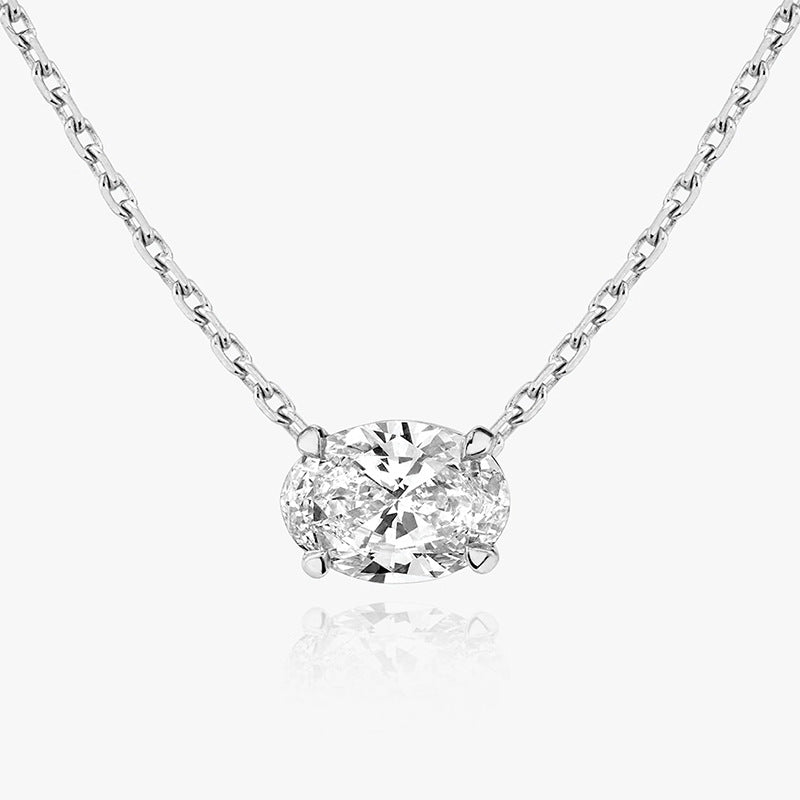 “Oval Gleam” S925 Sterling Silver Geometric Oval Zircon Necklace