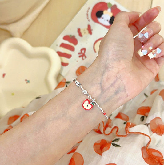 925 Sterling Silver Red Apple Charm Necklace & Bracelet Set – Crimson Orchard