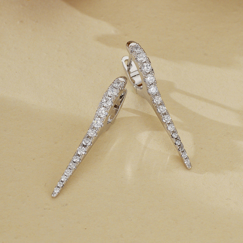 “Studded Edge Luxe” S925 Sterling Silver Geometric Huggie Hoop Earrings with Sparkling Accents