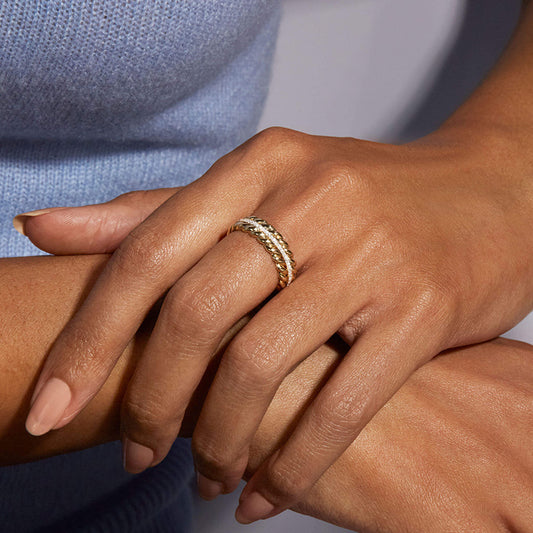 “Wheat Luxe” S925 Sterling Silver Zircon Wheat Ear Open Ring