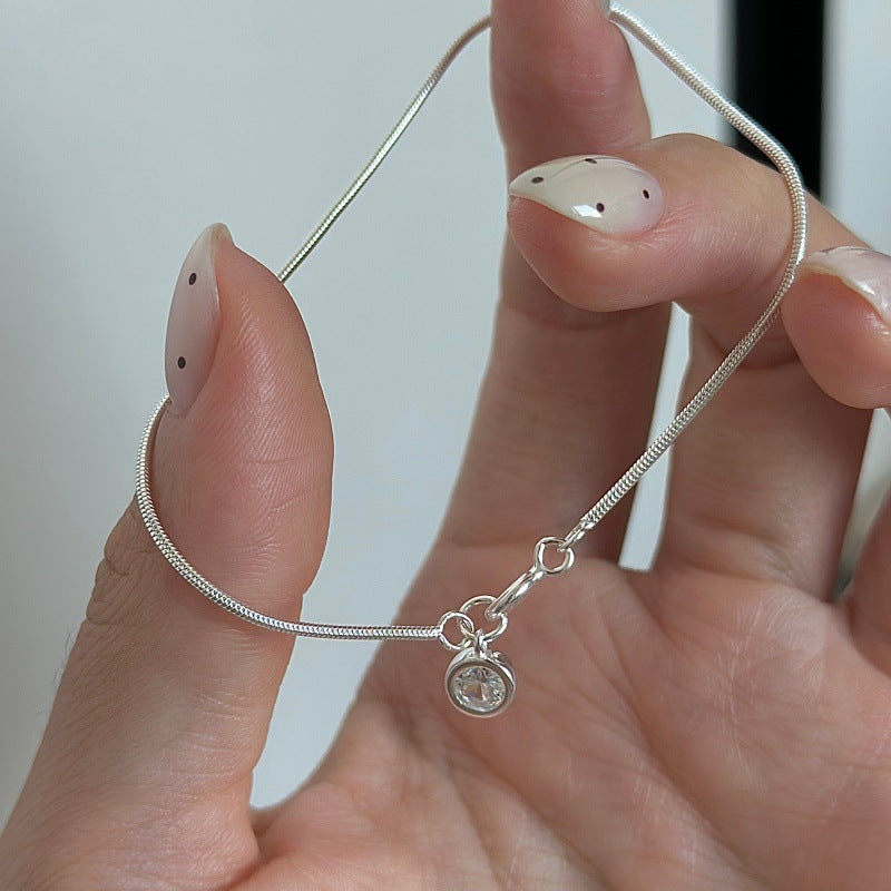 “Starlit Links” S925 Sterling Silver Geometric Zircon Bracelet