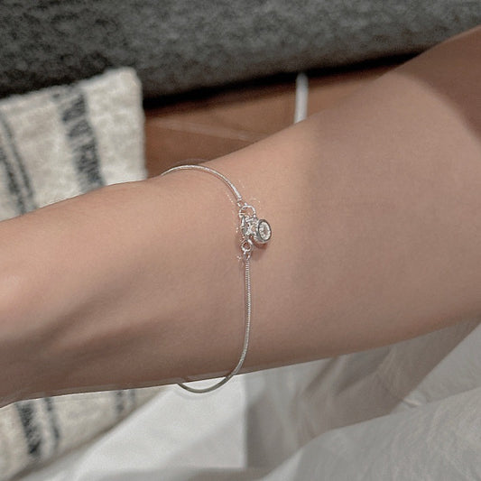 “Starlit Links” S925 Sterling Silver Geometric Zircon Bracelet
