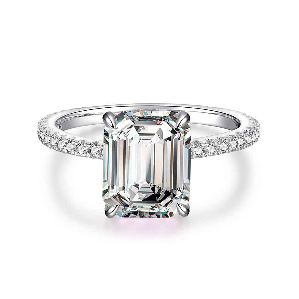 925 Sterling Silver Emerald-Cut Zircon Ring – Crystal Aurora