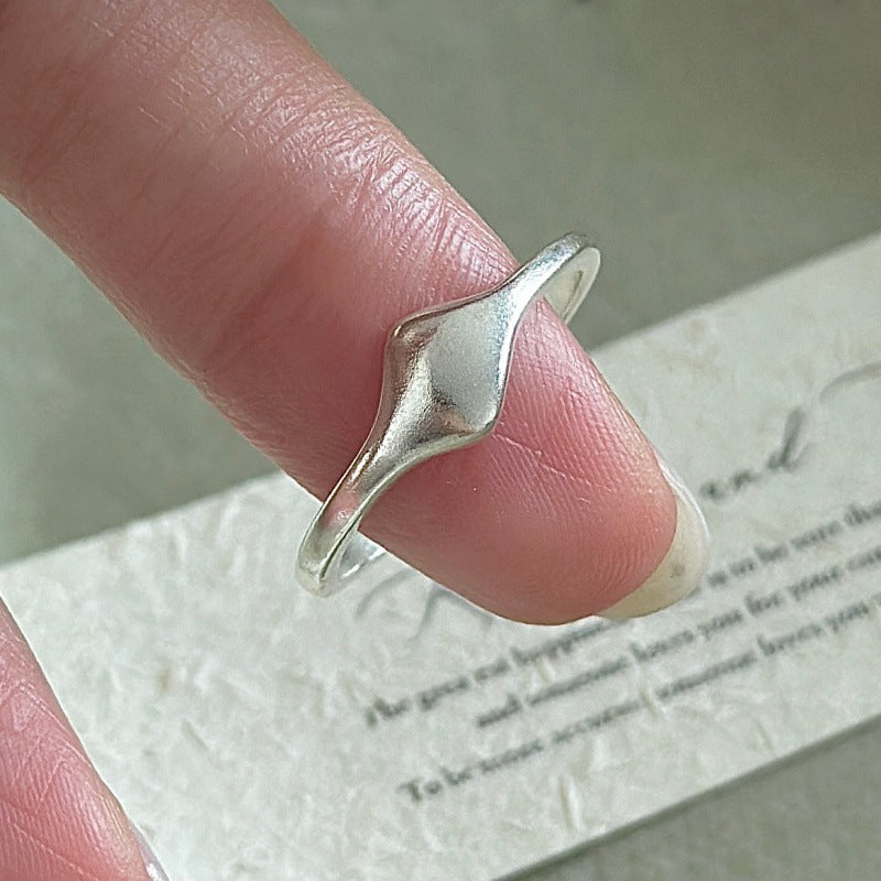 “Fluid Form” S925 Sterling Silver Open Adjustable Irregular Ring