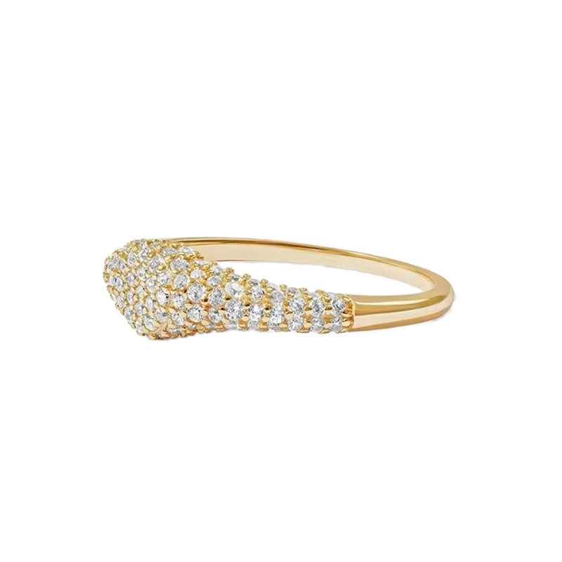 S925 Sterling Silver Starlit Glow Pavé Zircon Dome Ring 18K Gold or Platinum Vermeil