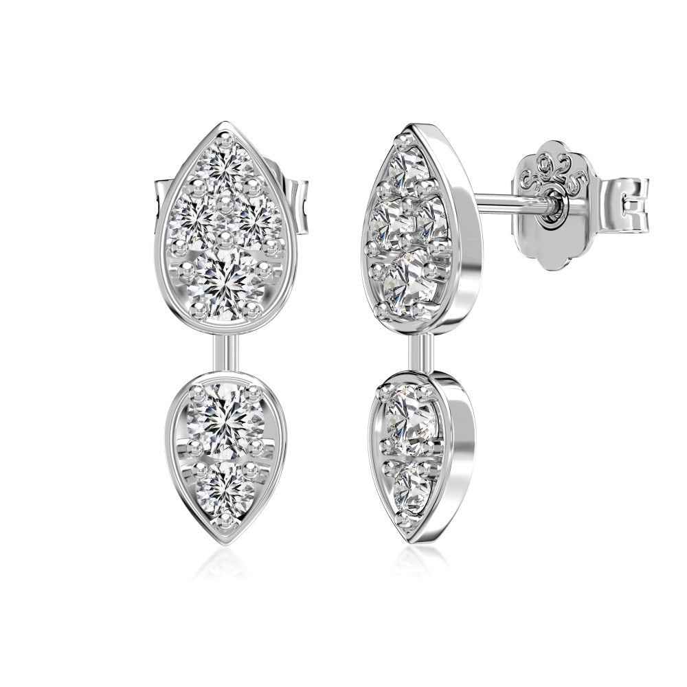 925 Sterling Silver Tear of Light Drop Zircon Jewelry Set Necklace Earrings