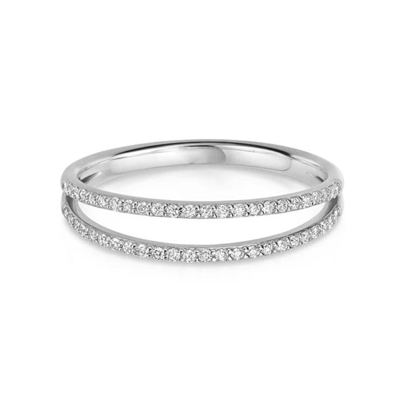 “Double Halo” S925 Sterling Silver Open Adjustable Double-Band Ring