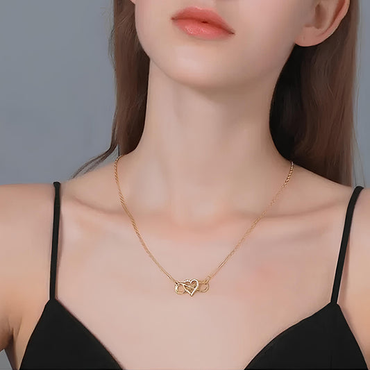 “Geometric Heart” S925 Sterling Silver Zircon Heart Pendant Necklace