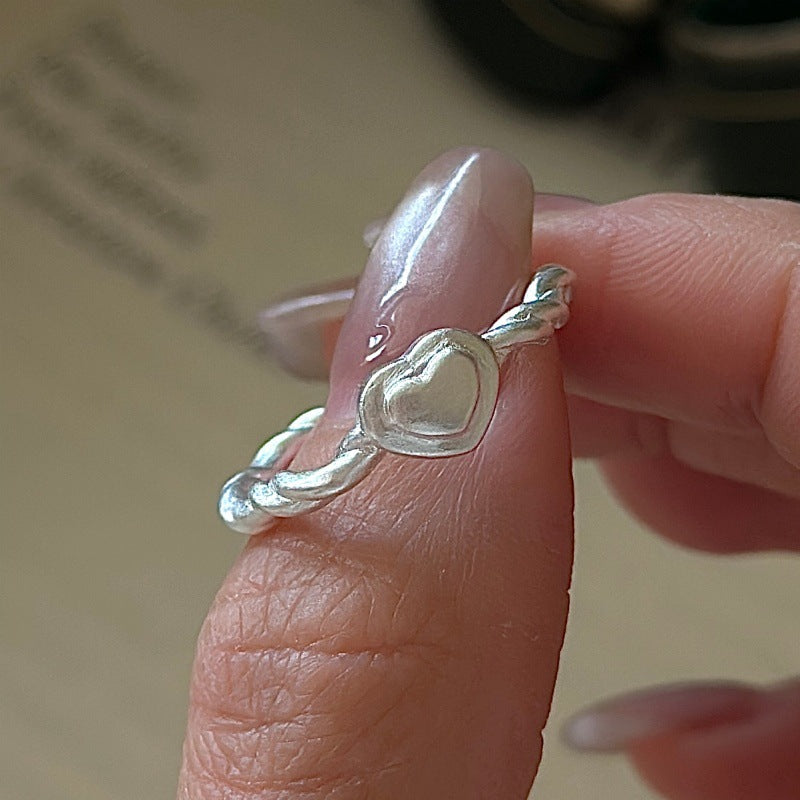 925 Sterling Silver Open Heart Rope Ring – Tender Heart Design