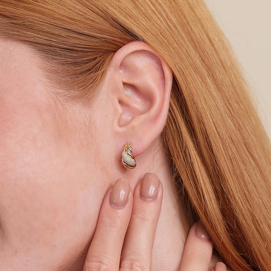 “Twist Oval Radiance” S925 Sterling Silver Zircon Twist Stud Earrings